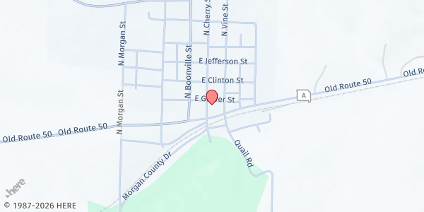 Map showing Baskets of Blessings Food Pantry at 202 East Grover Street, Otterville, MO