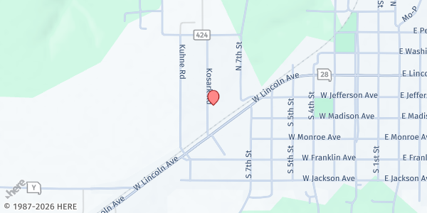 Map showing Helping Hands Outreach Center at 3522 Kosark, Owensville, MO