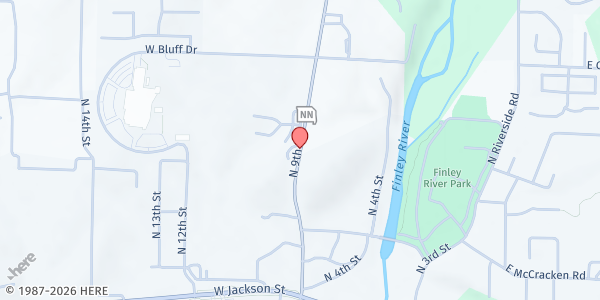 Map showing SeniorAge - Ozark Senior Center at 727 North 9th Street, Ozark, MO