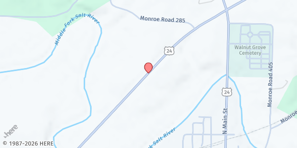 Map showing Faith Walk Ministry Food Pantry at 25555 Highway 24, Paris, MO