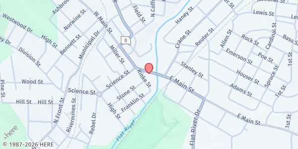 Map showing Elvins Food Pantry at 17 West Main, Park Hills, MO