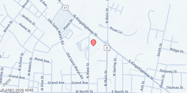 Map showing Immanuel Lutheran Church Food Pantry at 453 N. West St., Perryville, MO