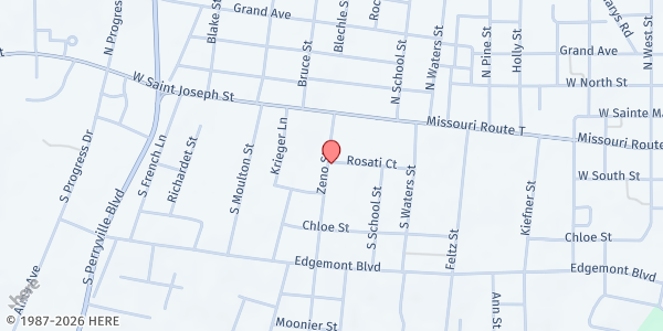 Map showing Ladies Of Charity - Perryville at 1001 Rosati Ct, Perryville, MO