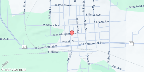 Map showing Pierce City Senior Citizens at 104 North Locust Street, Pierce City, MO