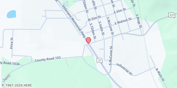 Map showing Arcadia Valley Food Pantry at 105 Penuel Ln., Pilot Knob, MO