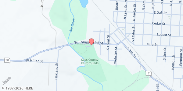 Map showing Grace and Truth Baptist Church Mobile Pantry at the Fairgrounds at 308 W Commercial St, Pleasant Hill, MO