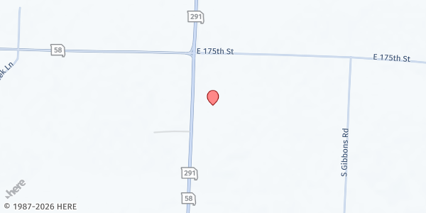 Map showing Manna Fellowship Church at 17617 Rte 291, Pleasant Hill, MO