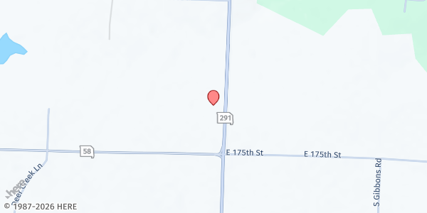 Map showing Manna Fellowship Church at 17324 Rte 291, Pleasant Hill, MO