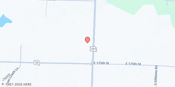 Map showing Manna Fellowship Church at 17324 State Route 291, Pleasant Hill, MO