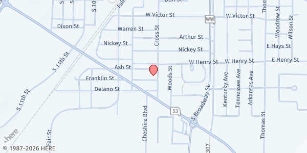 Map showing Feed & Seed Food Pantry at 703 Franklin Street, Poplar Bluff, MO