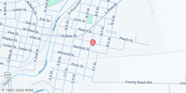 Map showing Northside Nutrition Center at 506 E. Hazel St., Poplar Bluff, MO