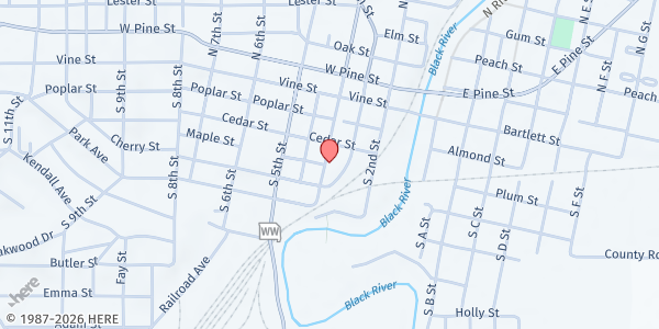 Map showing United Gospel Rescue Mission at 400 S Broadway St, Poplar Bluff, MO