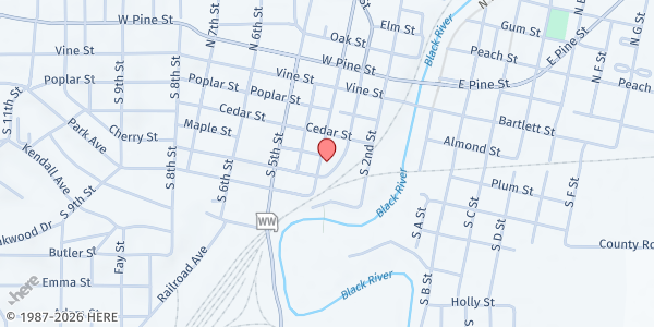 Map showing United Gospel Rescue Mission Soup Kitchen at 400 S. Broadway, Poplar Bluff, MO