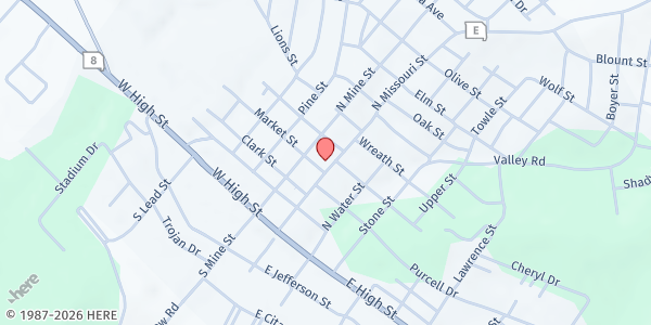 Map showing Life Church of Potosi at 402 N Missouri St, Potosi, MO