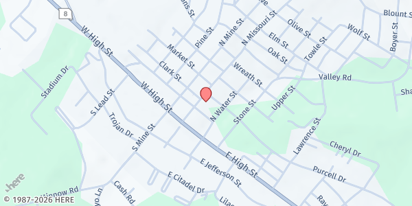 Map showing St James Food Pantry at 201 North Missouri Ave, Potosi, MO