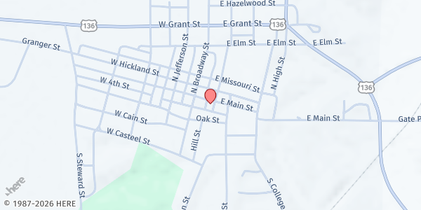 Map showing Mercer County Food Pantry at 804 E Main St, Princeton, MO