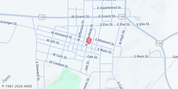 Map showing Mercer County Senior Center at 110 N. Broadway St., Princeton, MO