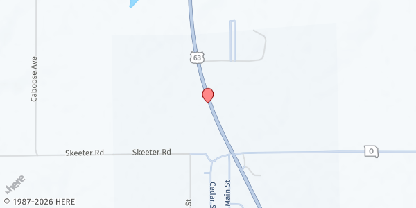 Map showing Schuyler R-I Elementary at 21701 N. Hwy 63, Queen City, MO