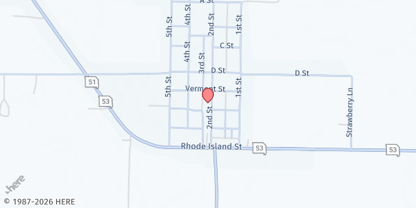 Map showing QUILIN NUTRITION CENTER at 235 2nd St., Qulin, MO