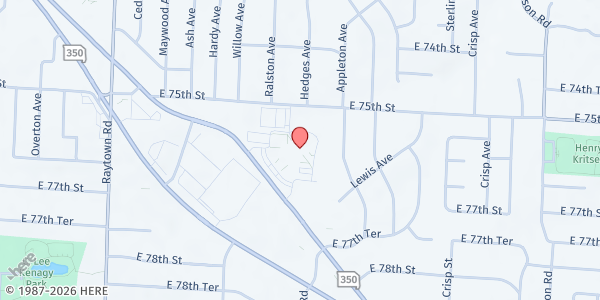 Map showing Hope Network of Raytown at 10500 Missouri 350, Raytown, MO