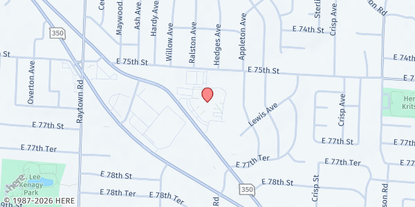 Map showing Hope Network Raytown at 10500 E State Rte 350, Raytown, MO