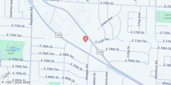 Map showing Raytown Mobile Distribution at 10750 E 350 Highway, Raytown, MO