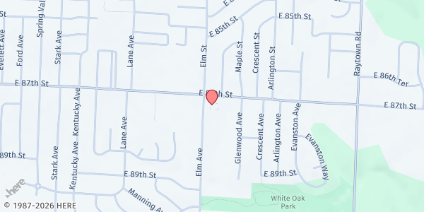 Map showing Tabitha's House Food Pantry at 9301 E. 87th St., Raytown, MO