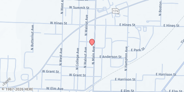 Map showing First Christian Church of Republic at 443 N Main St, Republic, MO