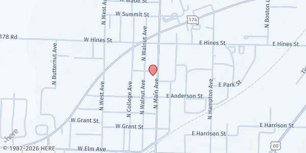 Map showing First Christian Church of Republic at 443 N. Main St., Republic, MO