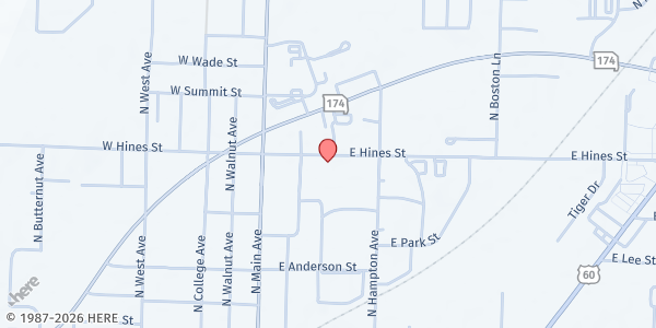 Map showing SeniorAge - Republic Senior Friendship Center at 210 E. Hines St., Republic, MO
