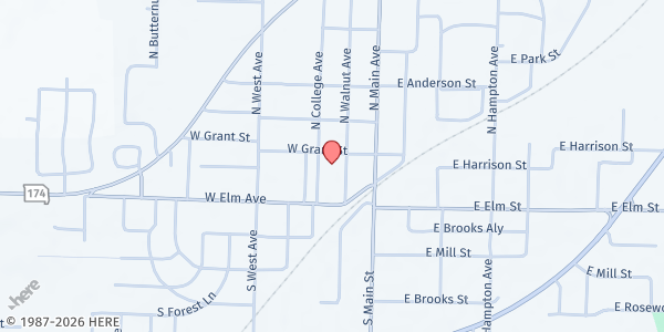 Map showing The Community Kitchen - Hood UMC at 139 N Walnut Ave, Republic, MO