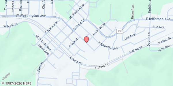 Map showing Warren Senior Center at 202 East Washington Avenue, Richland, MO