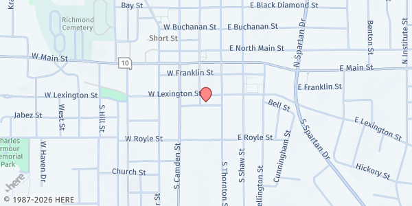 Map showing Assembly of God Church at 303 S College St, Richmond, MO