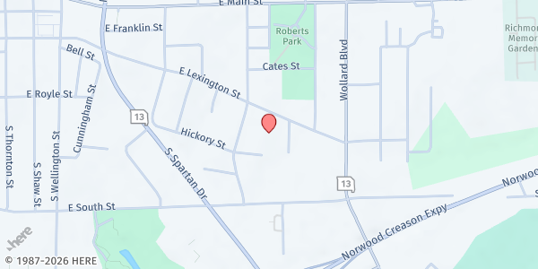Map showing Faith Lutheran Church at 805 E Lexington St, Richmond, MO