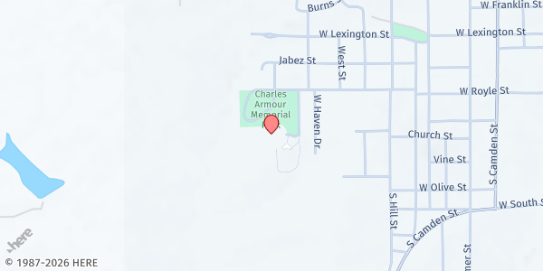 Map showing Ray County Senior Center at 1015 W Royle St, Richmond, MO