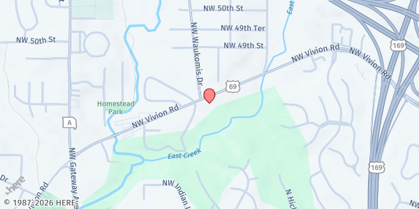 Map showing Mimi's Pantry at 2255 NW Vivion Road, Riverside, MO