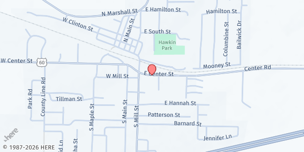 Map showing SeniorAge - Rogersville Senior Center at 197 Marshall Street, Rogersville, MO