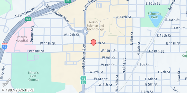 Map showing Miner Pantry - Missouri S&T at 605 W. 11th St, Rolla, MO