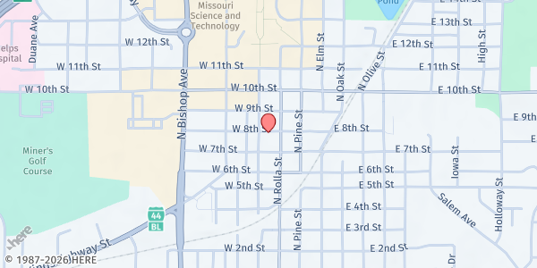 Map showing The Rolla Mission at 708 N Main St, Rolla, MO