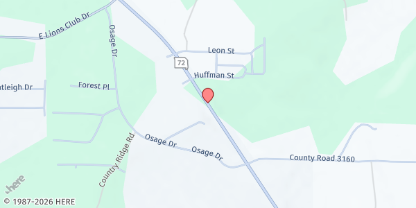 Map showing The Southern Cherokee Indian Tribe Mobile Pantry at Shriner Club at 15795 MO-72, Rolla, MO