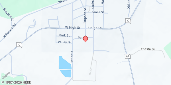 Map showing Russellville Elementary at 13111 Park Street, Russellville, MO