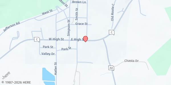 Map showing Trinity Lutheran Church Mobile Pantry - Russellville at 13007 Rte C, Russellville, MO