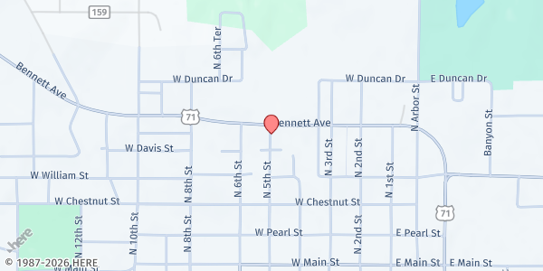 Map showing Sisters of St. Francis at 908 Franciscan Way, Savannah, MO