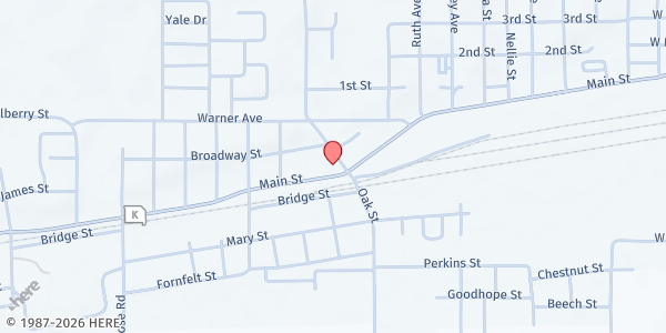 Map showing FATHER'S ARMS FELLOWSHIP at 1400 Main Street, Scott City, MO