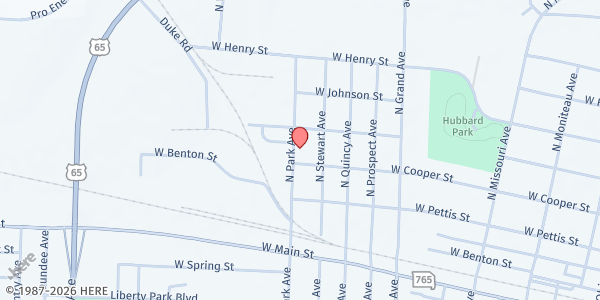Map showing Bethany Baptist Church Mobile Pantry at 500 North Park Avenue, Sedalia, MO