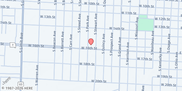 Map showing Horace Mann Elementary at 1100 West 16th, Sedalia, MO