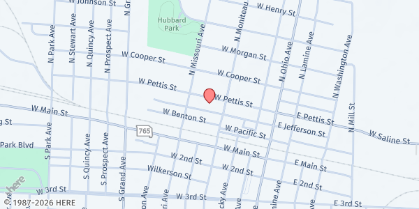 Map showing Open Door Kitchen at 417 W. Pettis Street, Sedalia, MO