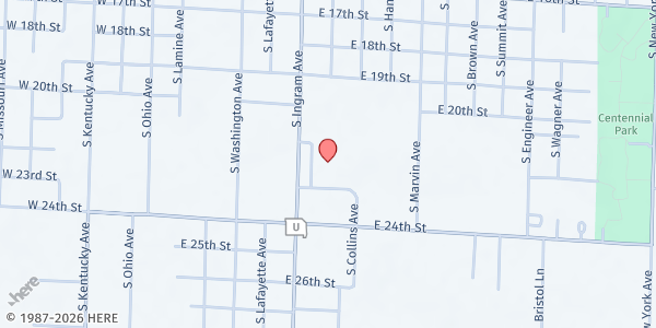 Map showing Sedalia Middle School at 2205 S Ingram Ave, Sedalia, MO