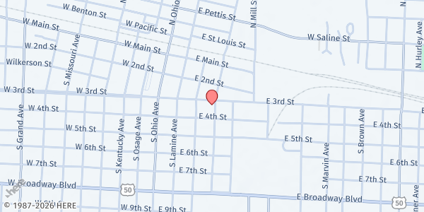Map showing Sedalia Senior Center at 1800 W. 3rd St., Sedalia, MO
