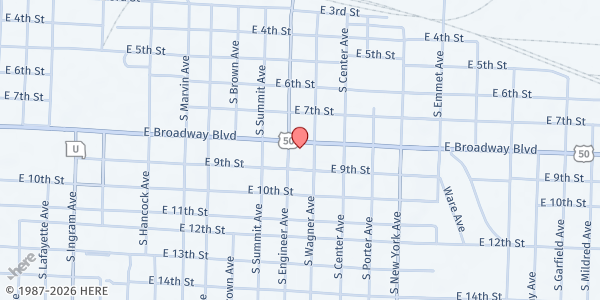 Map showing The Salvation Army - Sedalia at 1200 E. Broadway Blvd., Sedalia, MO